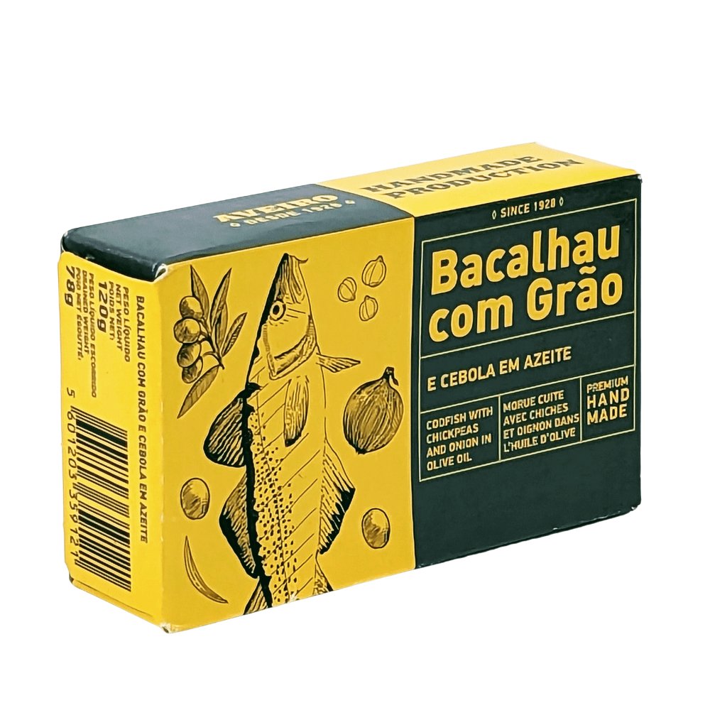Bacalhau Aveiro mit Kichererbsen und Zwiebeln - AveiroTuna