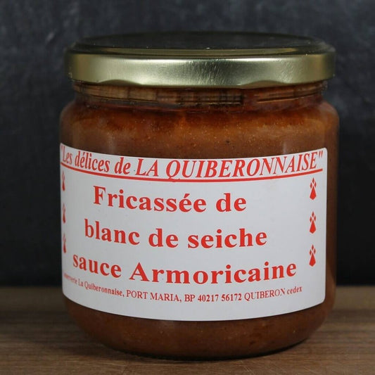 Geschnetzeltes vom Tintenfisch in Sauce Armoricaine - Quiberonnaise