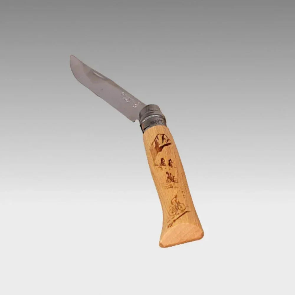 OPINEL Messer Nr. 8 GRAVURE Rando – Buchenholz, Rostfreier Sandvik-Stahl, Virobloc