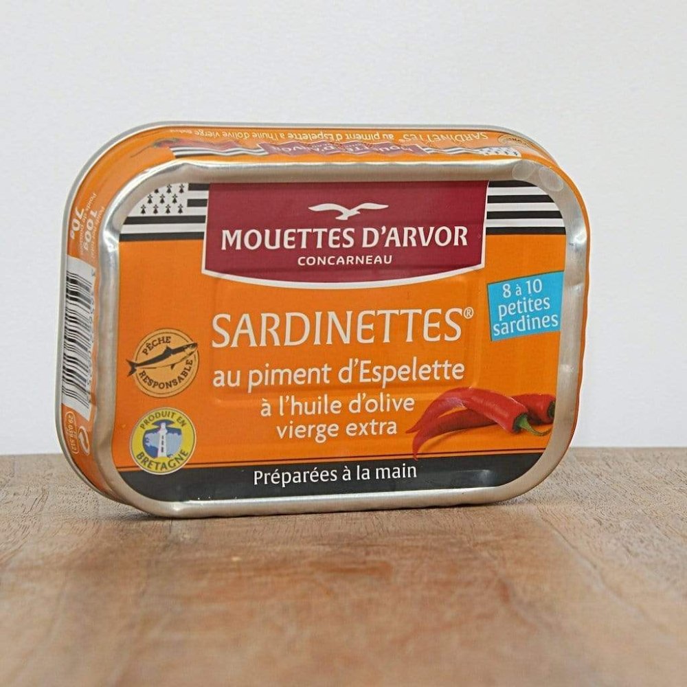 Sardinettes in Olivenöl mit Piment d'Espelette - Mouettes d'Arvor