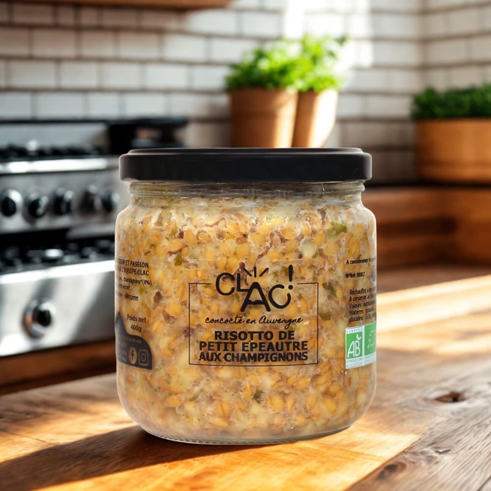 Dinkelrisotto mit Pilzen von CLAC 400g - Clac Conserves – Maître ...