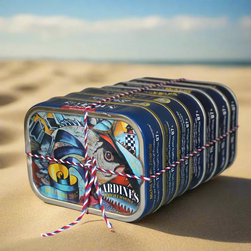 Kollektion 7 Dosen Jahrgangssardinen "Ville Bleue 2017 bis 2024" (ohne 2018)
Mouettes d'Arvor