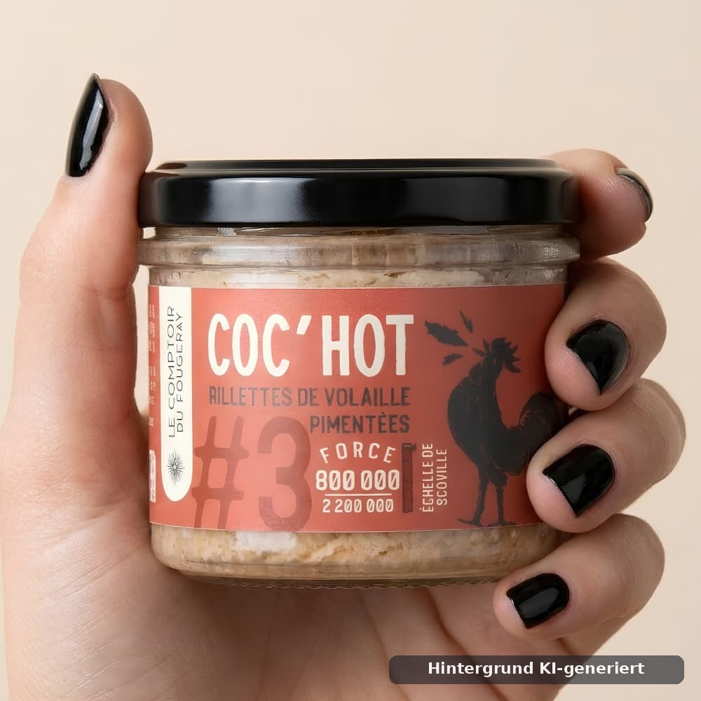 Coc'Hot N°3 – Extrem scharfe Geflügel-Rillettes mit Carolina Reaper 100 g Le Comptoir du Fougeray