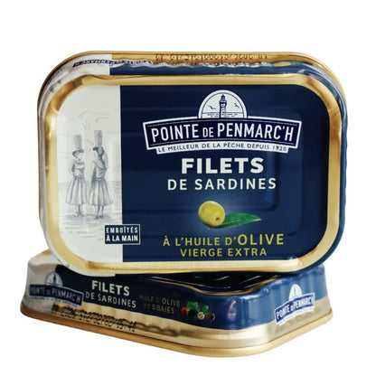 La Pointe de Penmarc'h Fischkonserven 4 Dosen à 100g Quartett von Sardinenfilets aus der Bretagne Maitre Philippe et Filles