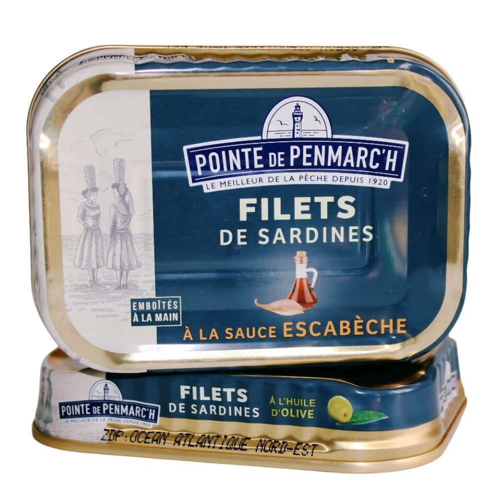 La Pointe de Penmarc'h Fischkonserven 4 Dosen à 100g Quartett von Sardinenfilets aus der Bretagne Maitre Philippe et Filles
