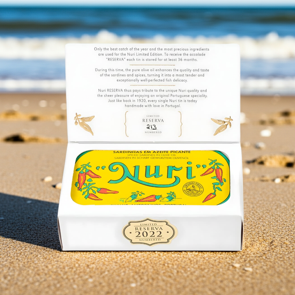 NURI Reserva 2022 – Spiced Sardines in Olive Oil (Pikante Jahrgangssardine) - Nuri - Maître Philippe & Filles