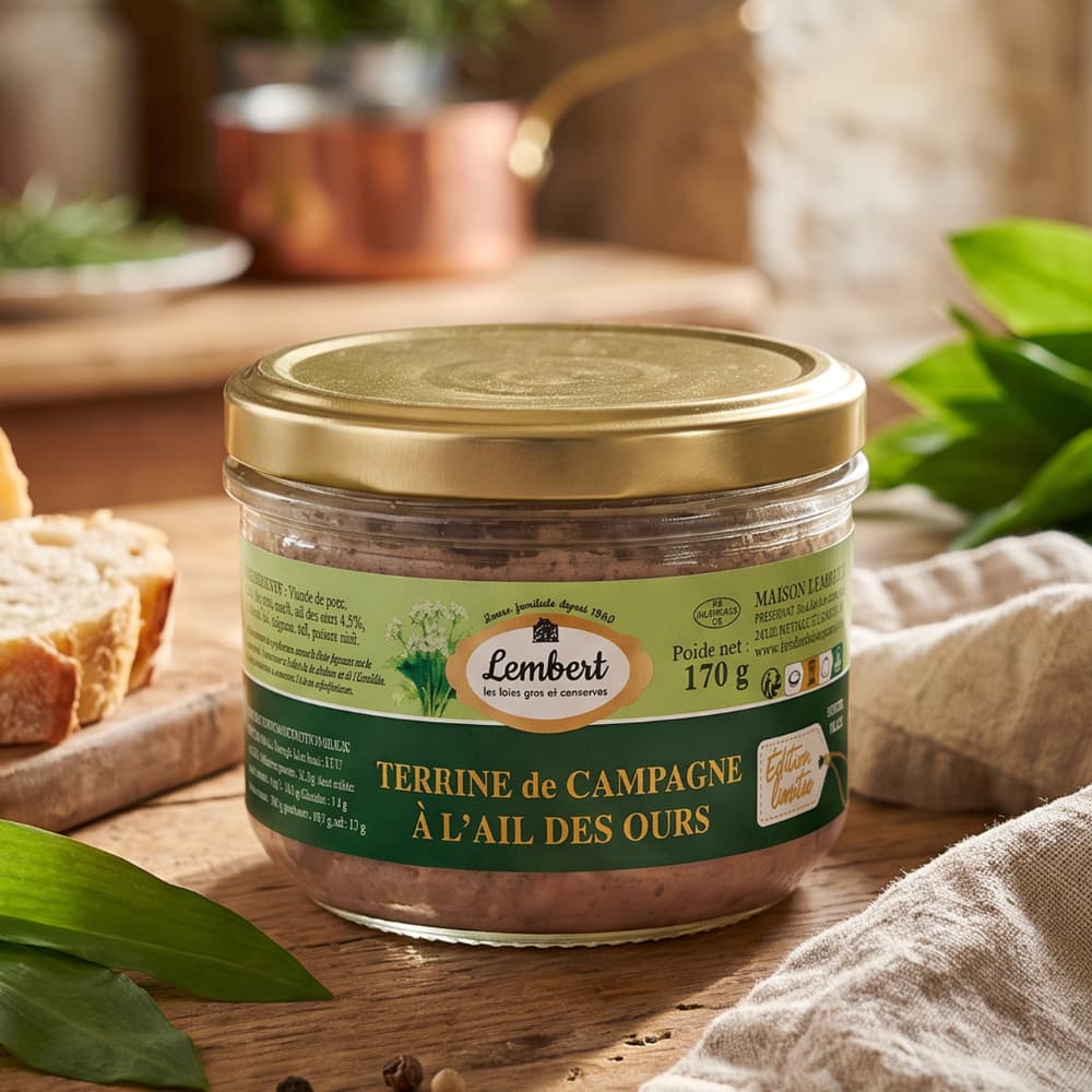 Terrine de Campagne mit frischem Bärlauch – Limitierte Frühlingsedition · 170 g im Glas Maison Lembert
