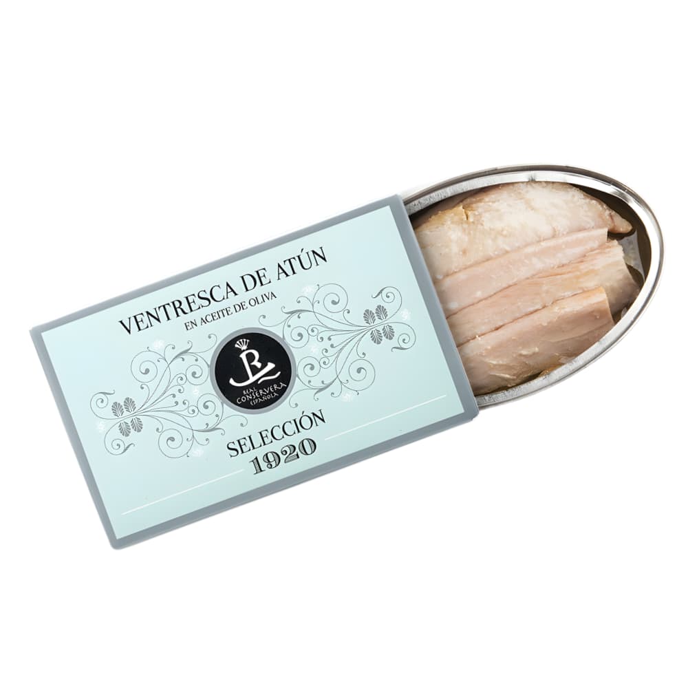 Ventresca de Atún Claro en Aceite de Oliva (Heller Thunfischbauch) – Selección 1920 - Real Conservera Española - Maître Philippe & Filles