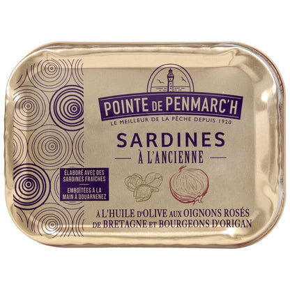 Sardinen in Olivenöl mit Roscoff-Zwiebeln und Oreganoknospen - La Pointe de Penmarc'h