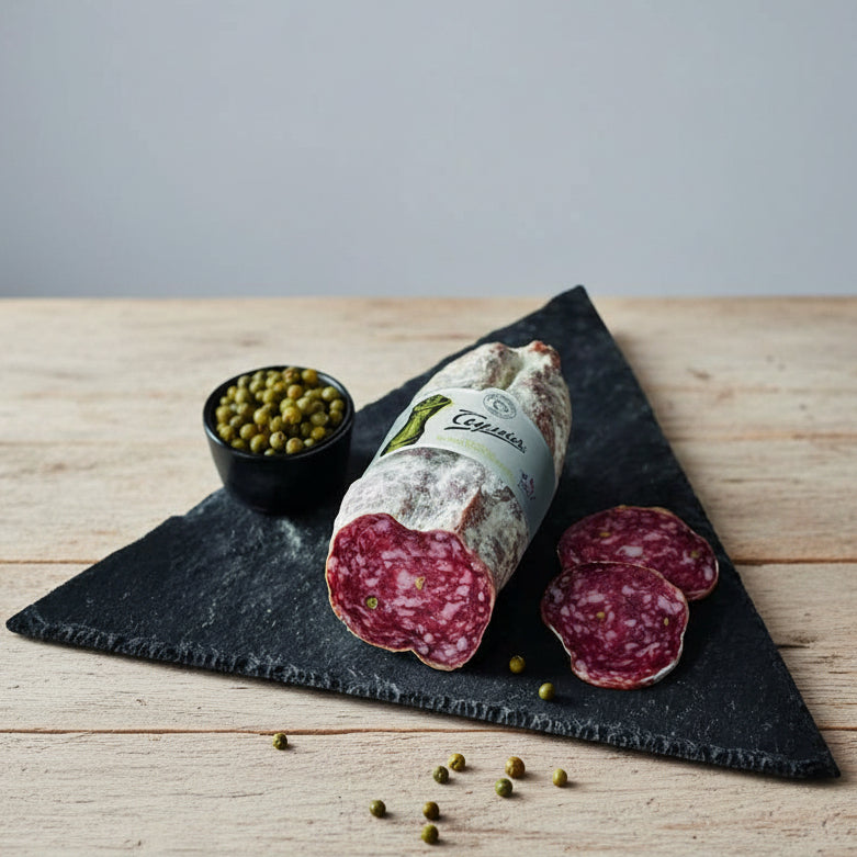 Saucisson d'Ardèche mit grünen Pfeffer aus Madagaskar 200-250g - Teyssier Salaisons