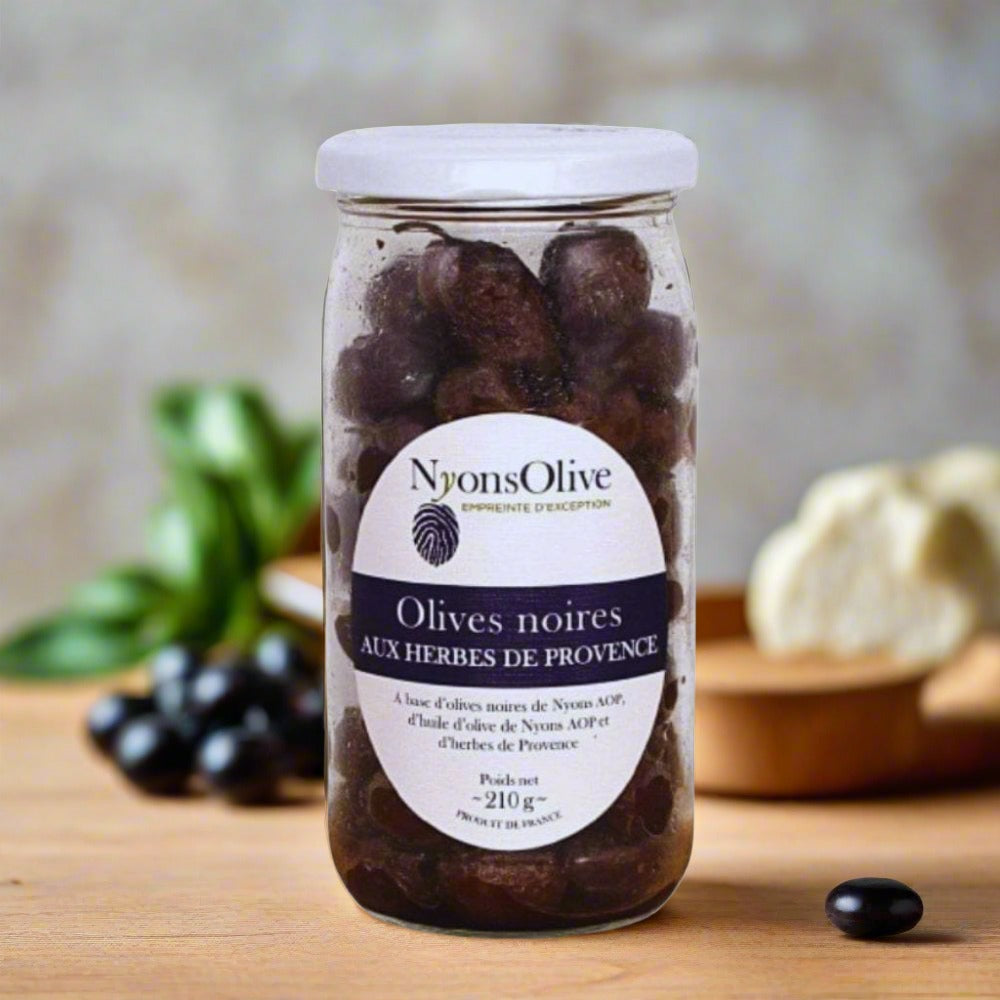 Schwarze Nyons-Oliven AOP mit Kräuter der Provence - Vignolis